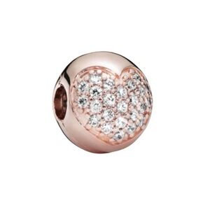 Pandora love of my life rose gold cz heart clip charm